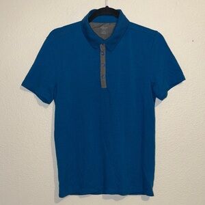 Icebreaker Merino Teal Blue Short-Sleeve Polo with Contrast Placket